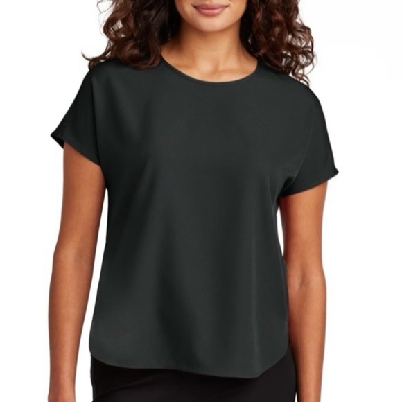 mercer+mettle Tops - Mercer+Mettle Stretch Crepe Blouse Tunic Shirt Women’s XL Deep Black Lightweight